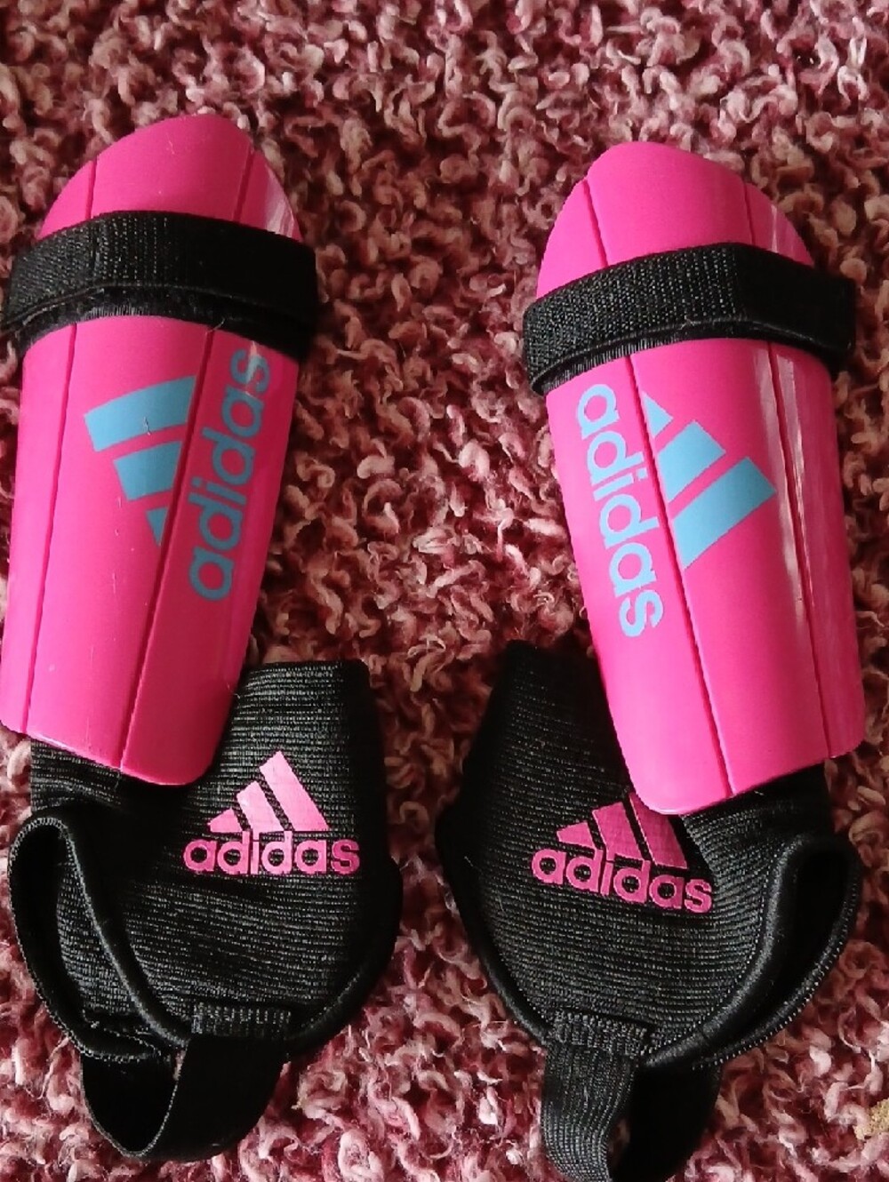 adidas Pink and Blue Youth Shin Guards with Straps (Age 3 - 5) Size SMALL - Picture 2 of 6